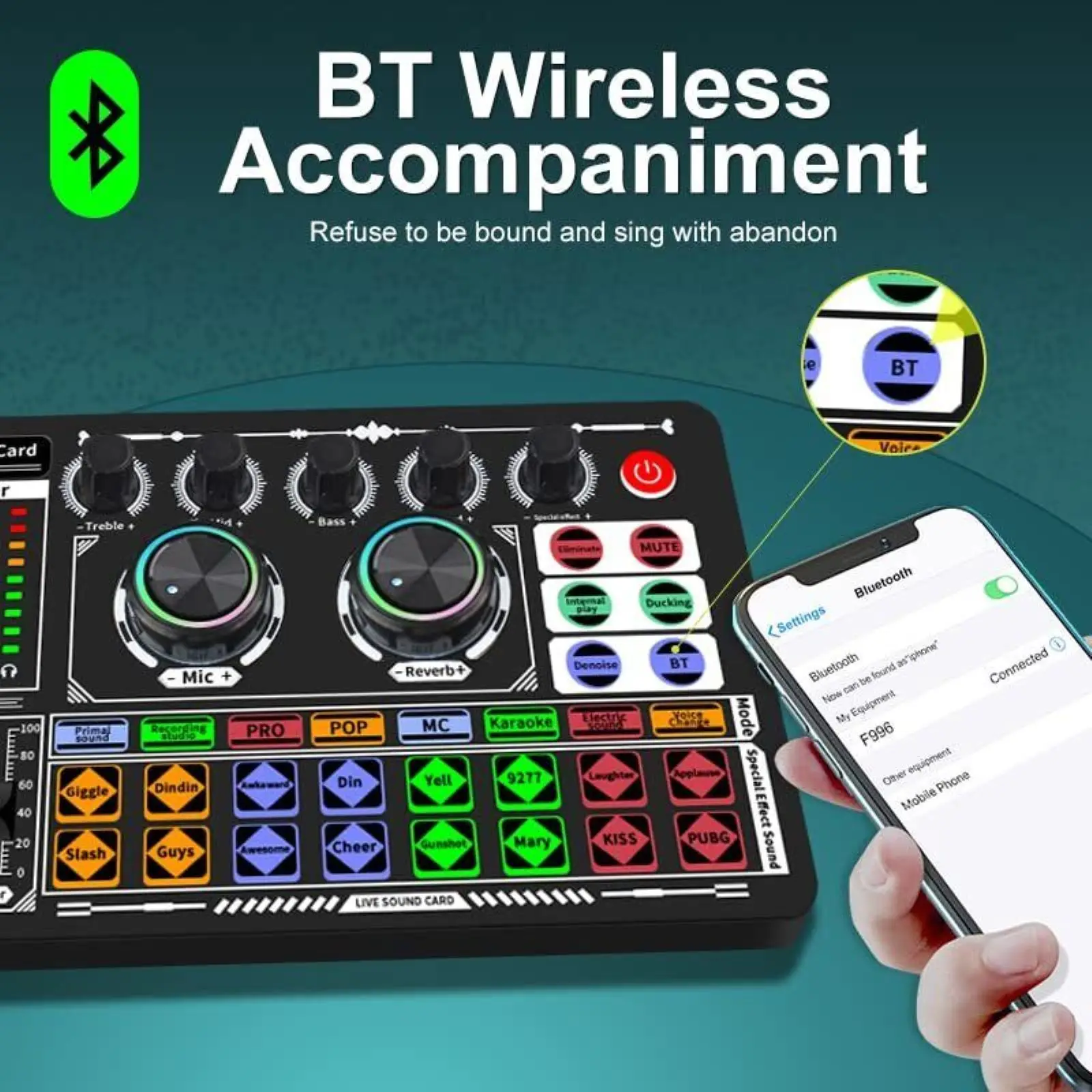 F999 Podcast Recording Equipment Mixer Voice Live Sound Card DJ