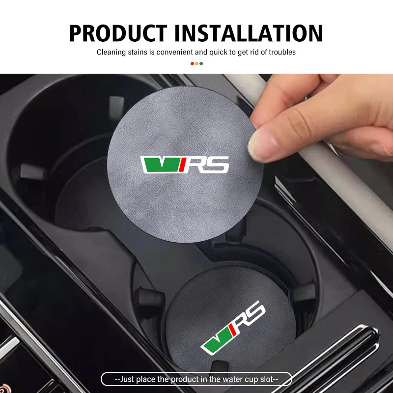 2pcs Sheepskin Car Coaster Water Cup Holder Anti-skid Slot Pad For Skoda VRS Octavia 2 3 Kamiq MK3 Kodiaq Karoq Superb Fabia