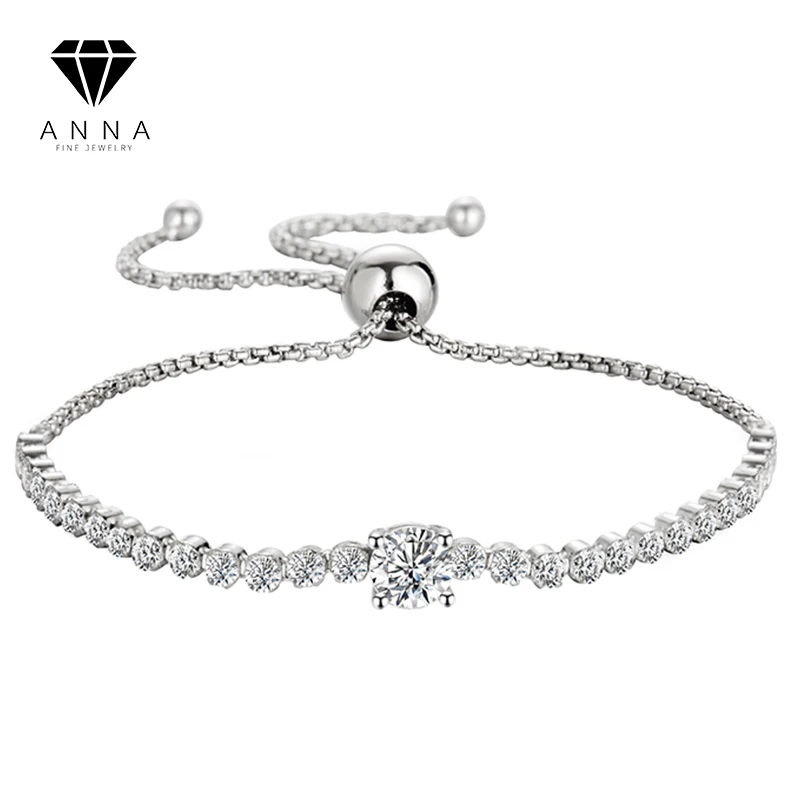 

Round 0.8CT Moissanite Diamond Bracelet For Women 100% 925 Sterling Silver Platinum Plated Fine Jewelry Anniversary Gift 2023