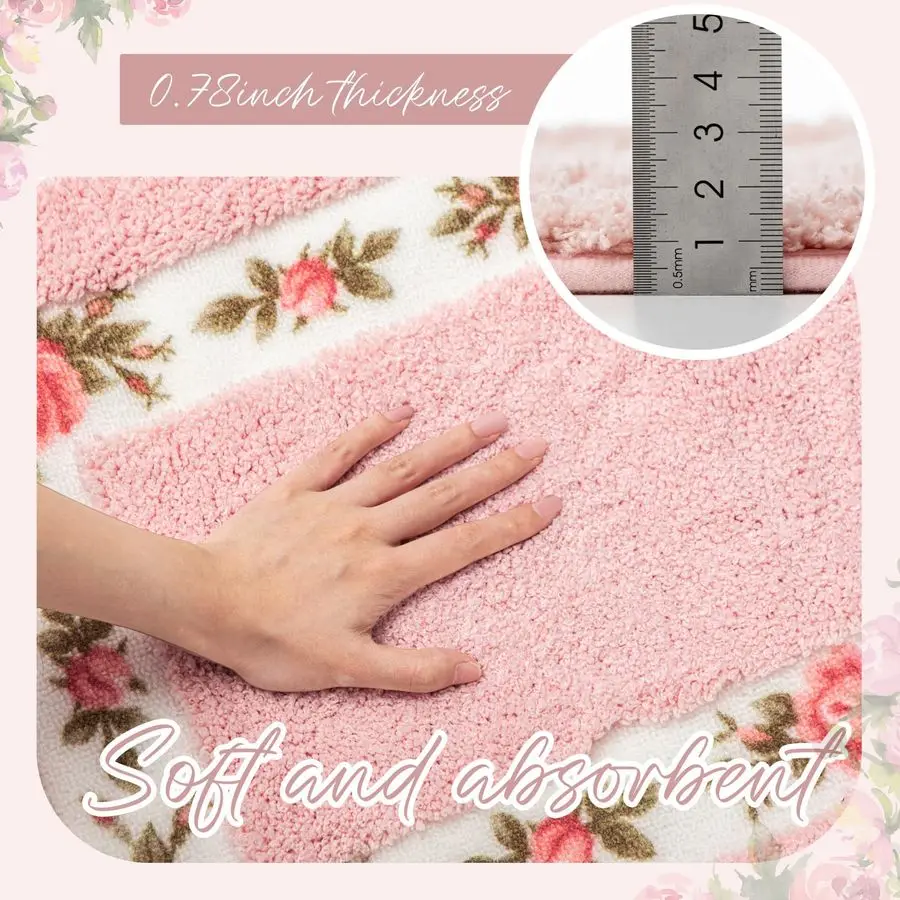 Rose Floral Bath Rug Set - bathroom display