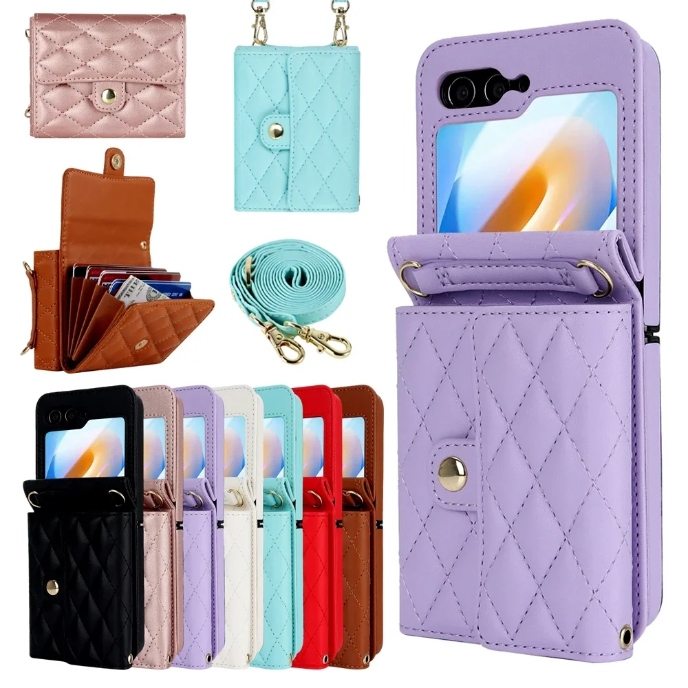 Luxurious Crossbody Leather Wallet Case with Lanyard and Card Holder