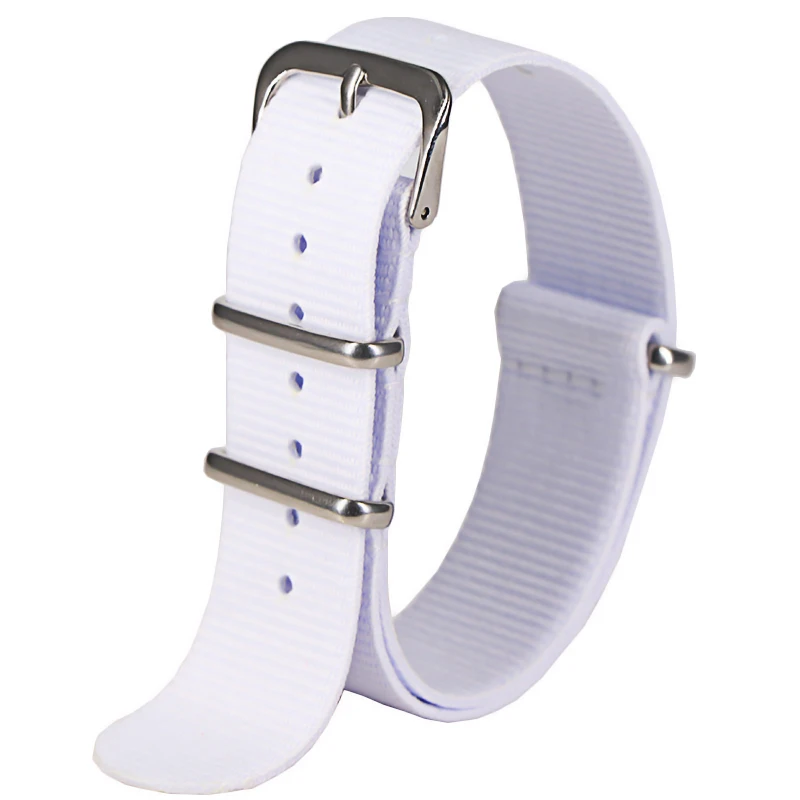 Nylon Army Sports Watch Strap – Black Adjustable Belt with Buckle