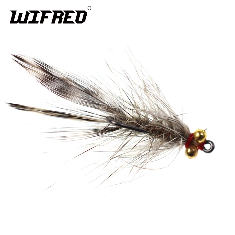 Wifeno 4Pcs 10 # Bead Chain Head Streamer Nymph Fly Fishing Insect Bait Popolare Streamer Fly Bead Eyes Ninfa Grey Color