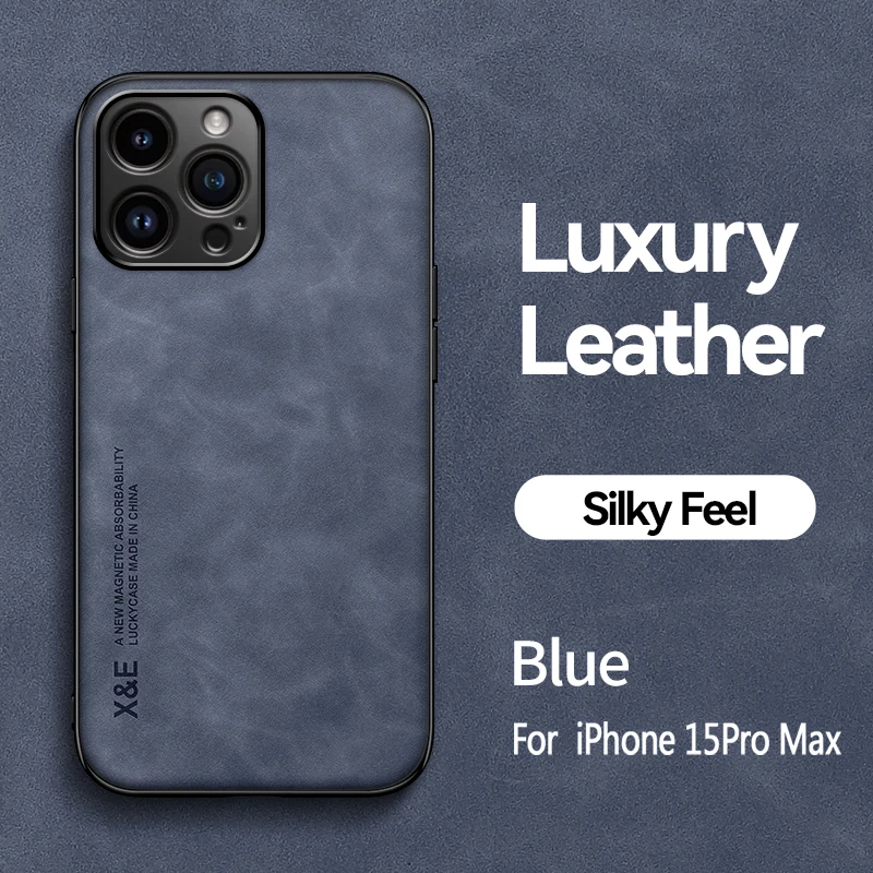 حافظة جلدية فاخرة لهاتف آيفون 15 برو ماكس حافظة حم...