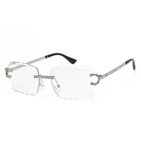 Lunettes de soleil carrées sans monture tendance, design vintage de marque avec diamants, verres taillés, lunettes de soleil pour hommes et femmes, monture en métal, lunettes de luxe 6