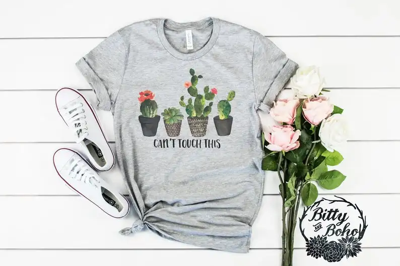 

Funny Cactus Touch This Shirt 100% cotton crewneck short sleeve cute fashion top tees women Ladies cotton Streetwear Streetwear