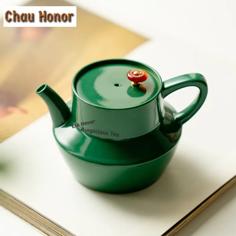 130ml Emerald Green Ceramic Teapot Zen Tea Infuser Pot Tea Brewing Kettle With Ball Hole Tableware Accessories Collection Gift