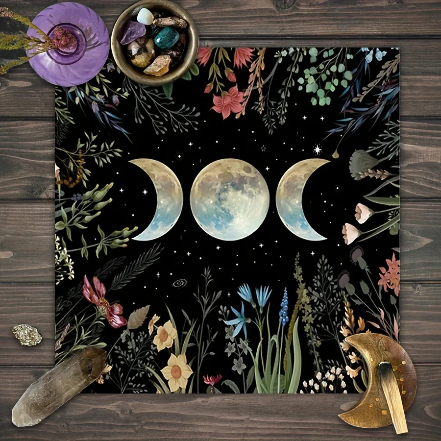 VIKAMA Moon Phase Garden Tarot Tablecloth Mystical Altar Used For ...