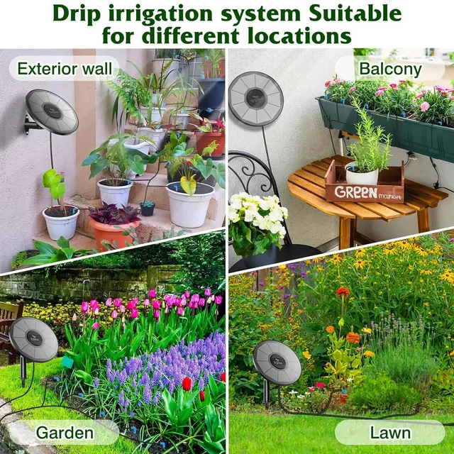 Système d'irrigation solaire, dernier Kit de système d'irrigation goutte à goutte pour plantes de jardin avec écran d'affichage, minuterie d'arrosage automatique de bricolage de voyage 5