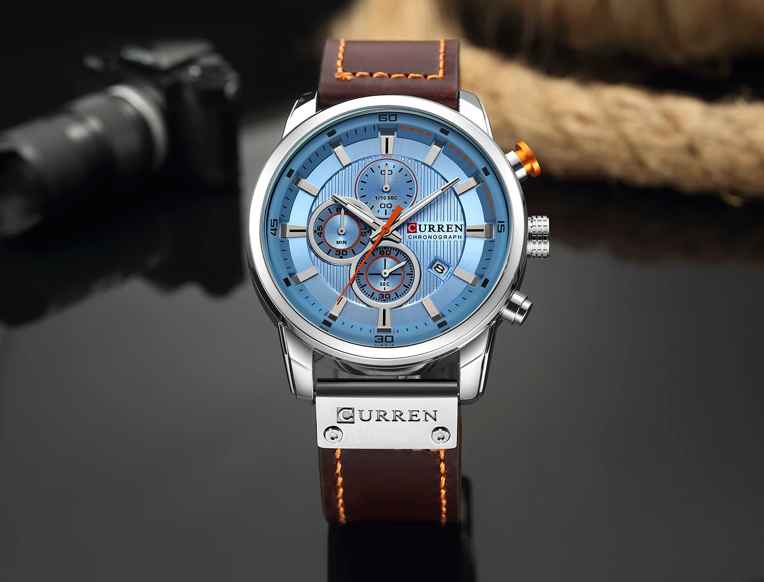 Curren 8291 Men Watch Business Leather Quartz Waterproof Wristwatch 6-Hand Date Casual Fashion Luxury Relogio Masculino 3