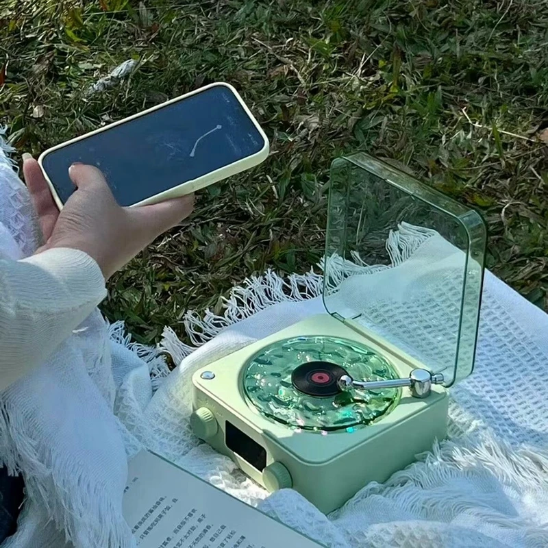 Portable White Noise Speaker RGB Water Ripple Projector Ambient Light Music Box Retro Sleep Aid Bluetooth Speakers Clock Display