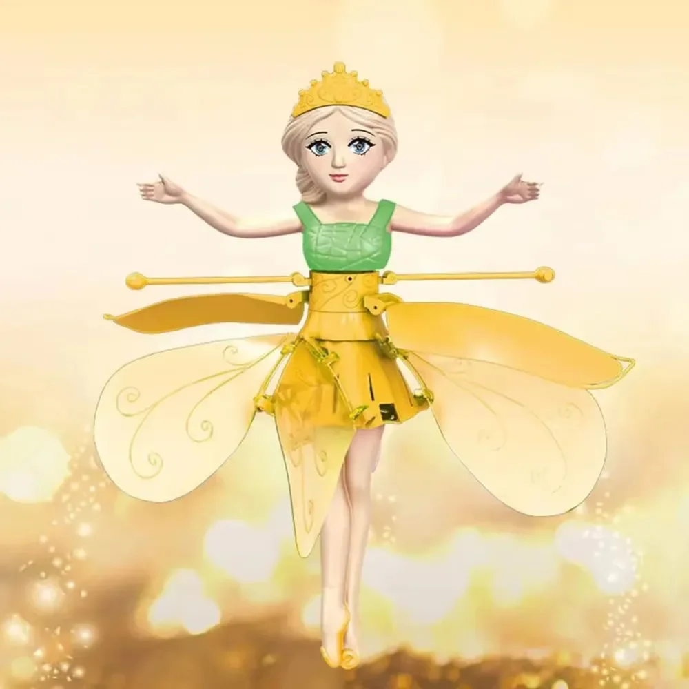 USB Rechargeable Gesture Luminous Aircraft Girls Toy Hand Sensor Magical Flying Pixie Toy Infrared Sensor Flying Doll Kid Gifts