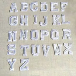26 PCS Colorful Alphabet Embroidered Iron - On Letter Patches - Fabric Applique Sewing Supplies (White - A - Z)
