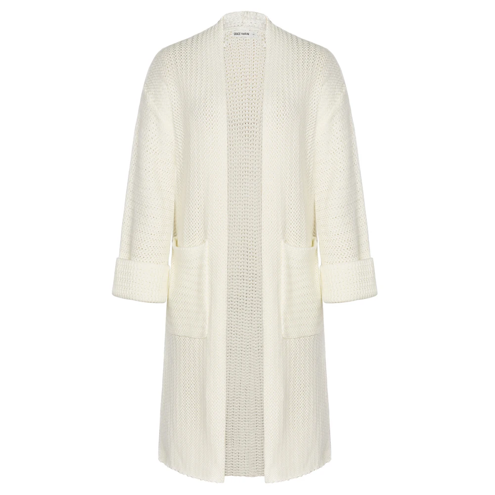 GK 여성용 가디건 스웨터, 캐주얼 질감 용수철, 긴팔 니트웨어, 어깨 무릎 길이 스웨터, 가을 패션