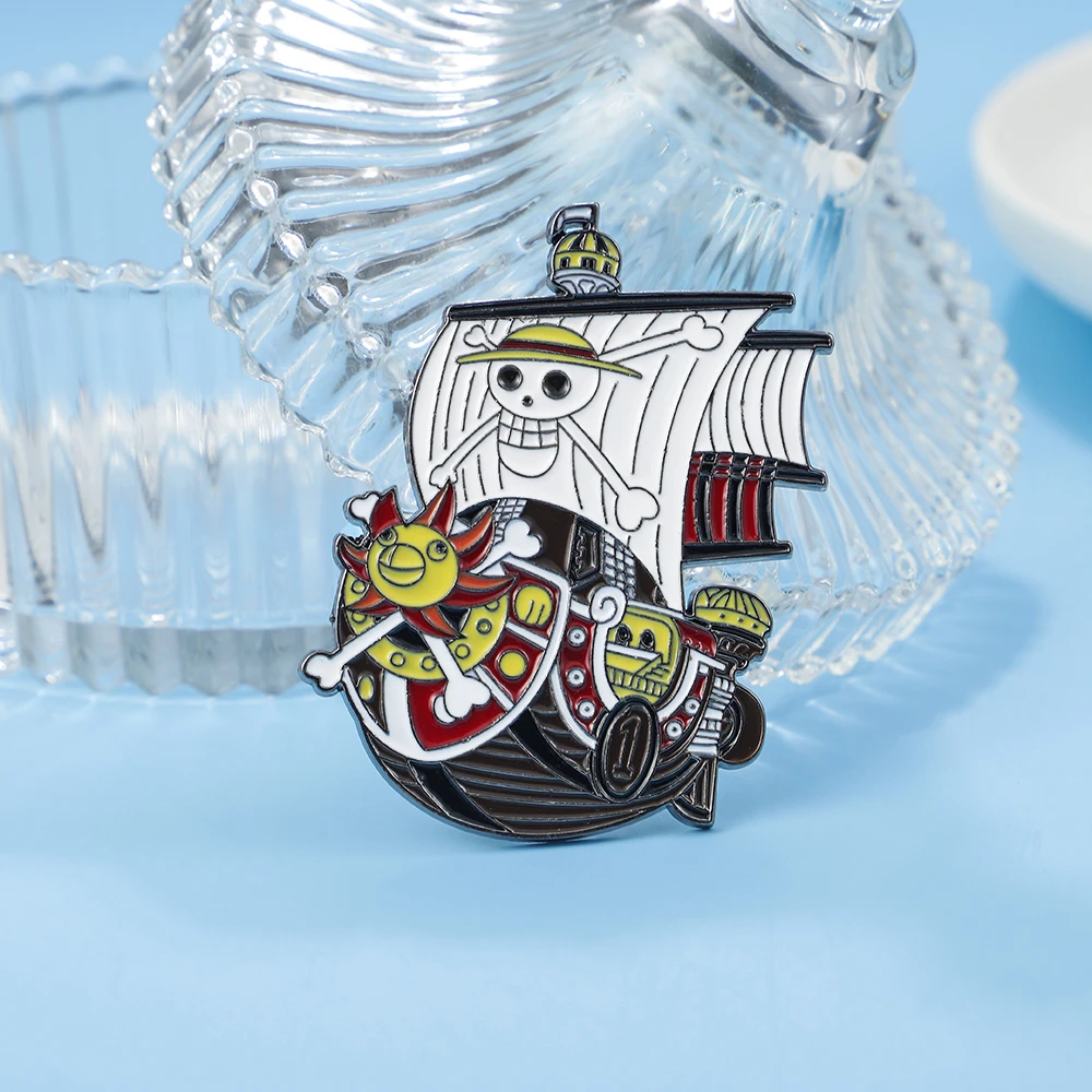 Anime One Piece Pins Monkey D. Luffy Boat Model Metal Enamel Brooch for  Friends Bag Backpack Decoration Badge Jewelry Gifts
