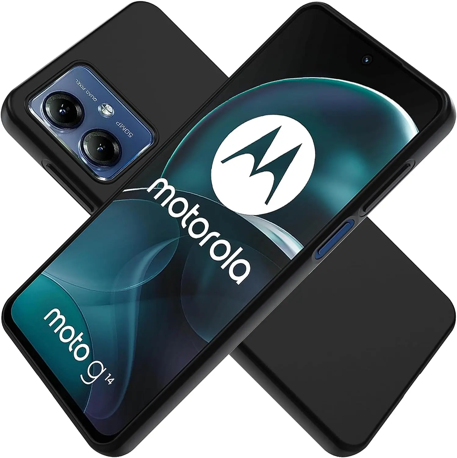 KZIOACSH Cover per Motorola Moto G14 + [3 Pack] Vetro Temperato,Ultra Sottile,Antiurto,AntiGraffio Morbida TPU Silicone Custodia,Trasparente