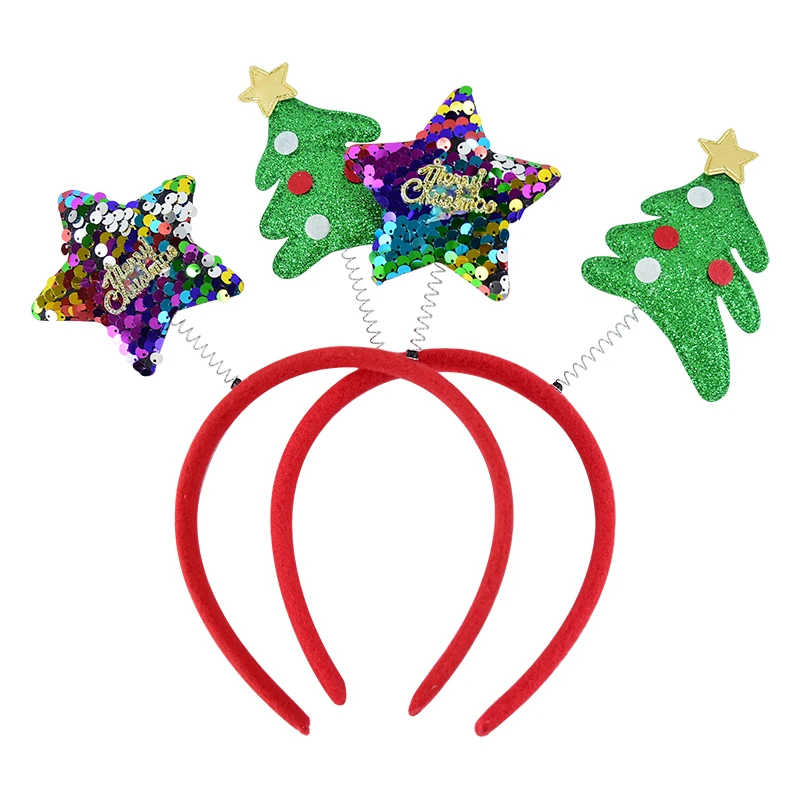 Description Picture 6 of itemMerry Christmas Headbands Cute Xmas Santa Elk Antlers Headband Hair Hoop Chrismas Tree Bow Hair Accessory New Year Gifts Navidad