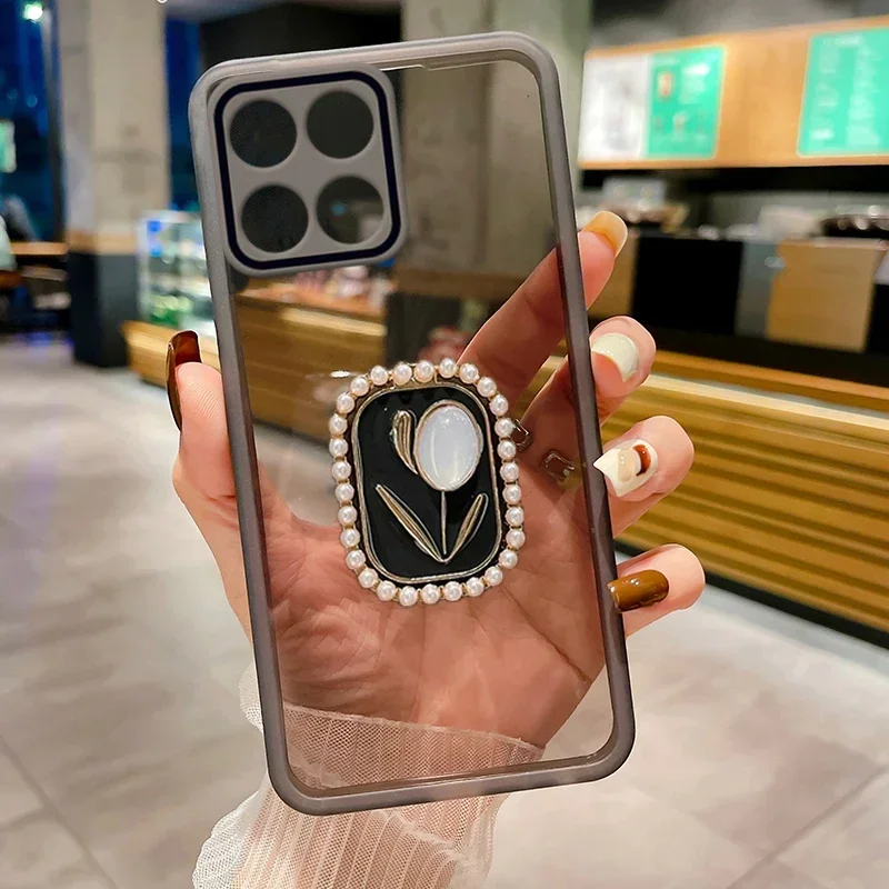 For Honor - Enhanced Transparent Soft Cover with Full Camera Protection and Pearl Flower Holder
