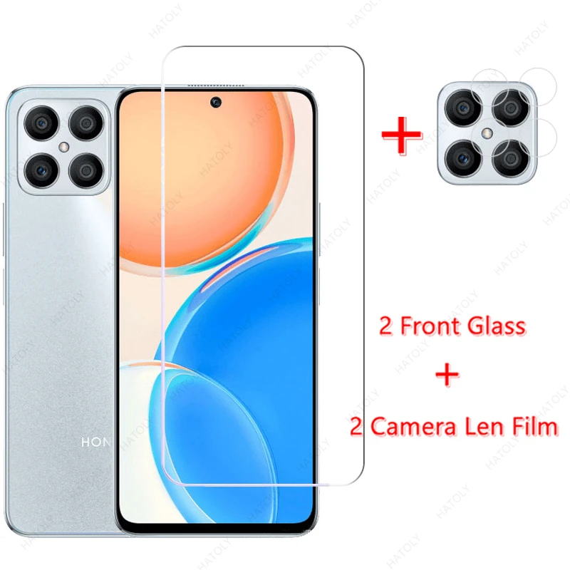 For Honor X8 Glass for Honor X8 Tempered Glass Film Phone Screen Protector Camera len film for Honor X8
