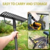17 Steel Tines Metal Head Rake Tool for Loosening Soil, Bow Rake Heavy Duty Garden Rake, Gathering Leaves, Leveling Lawn 1