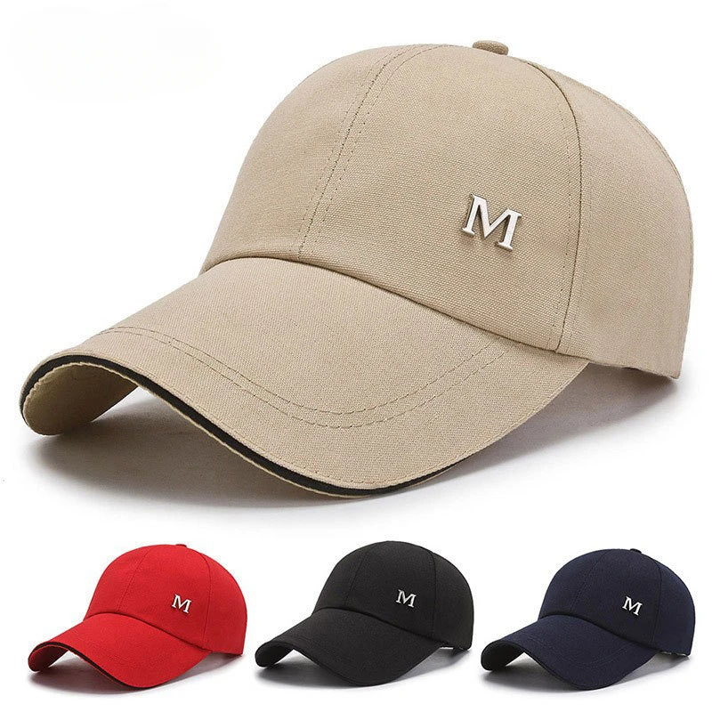 

2024 M Letter Big Baseball Cap Women Men Summer Curved Brim Solid Color Cotton Snapback Hats Unisex Outdoor Sport Hip Hop Hat