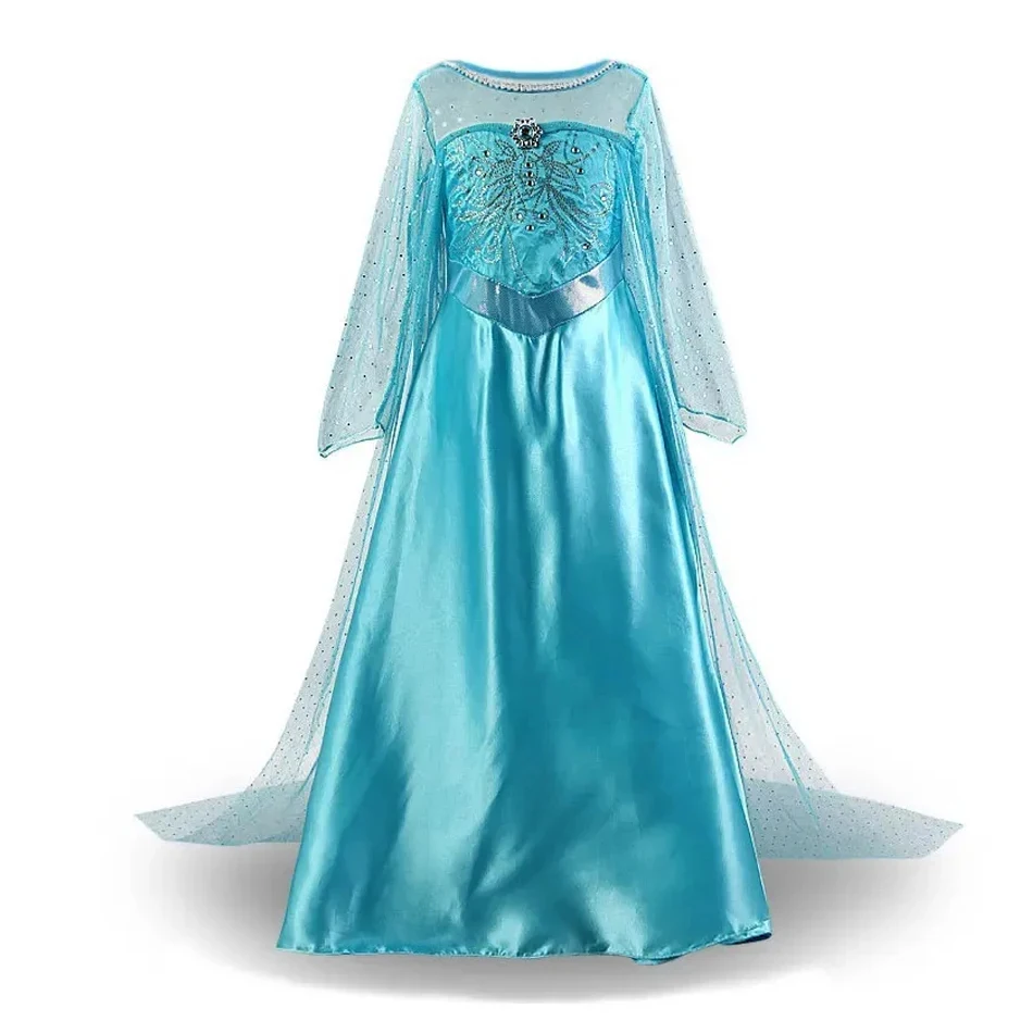 thumbnail image 1 of Disfraz de princesa para niña, disfraz de Elsa con lentejuelas, fantasía, para niños, cosplay, ropa en capas, vestido de reina de las nieves para Halloween, 1 of 5