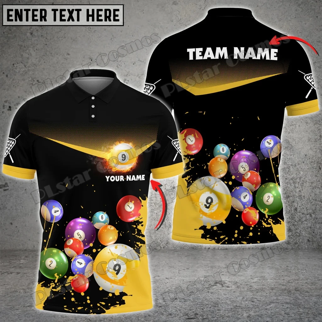 Billard ball 8 Feuer und Wasser personal isierter Name 3d gedruckt Mode Herren Polos hirt Sommer Unisex lässig Polos hirt wk182 – Detail 12