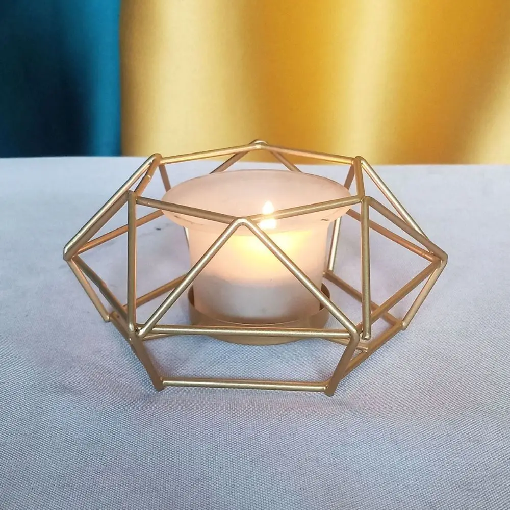 Candle Stand Gold Candle Holder Rhombus Shape Creative Aromatherapy Stove Romantic Elegant Tealight Holder Table Decorations