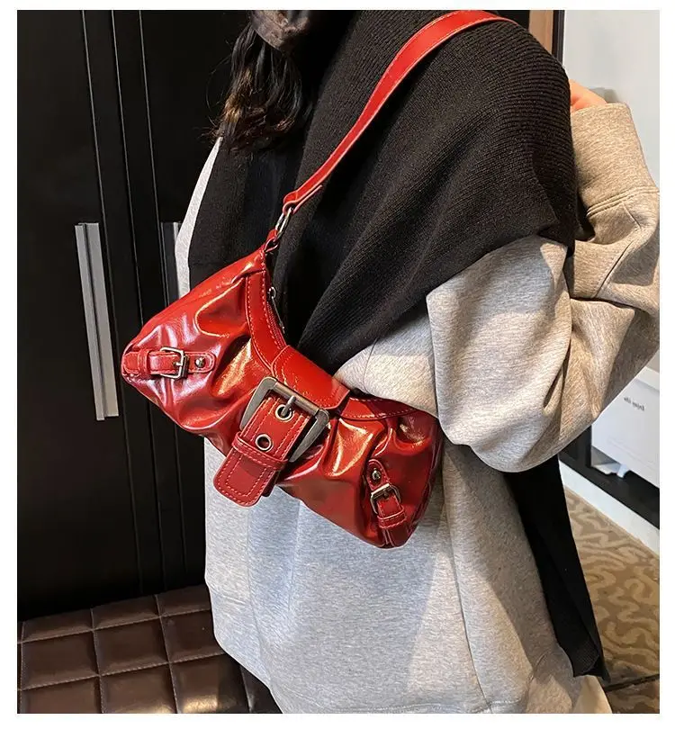 Hot Selling Maillard-Style Retro Style Small Bag Spicy Girls Y2K Vintage Leather Shoulder Underarm Bag Commuter Handbag