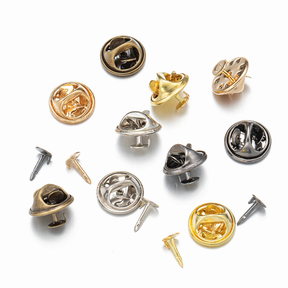 100 teile/los Metall Brosche Basis Pin Zurück Squeeze Abzeichen Halter Schmetterling Verschluss Für DIY Handgemachten Schmuck Machen Handwerk Zubehör – Detail 1