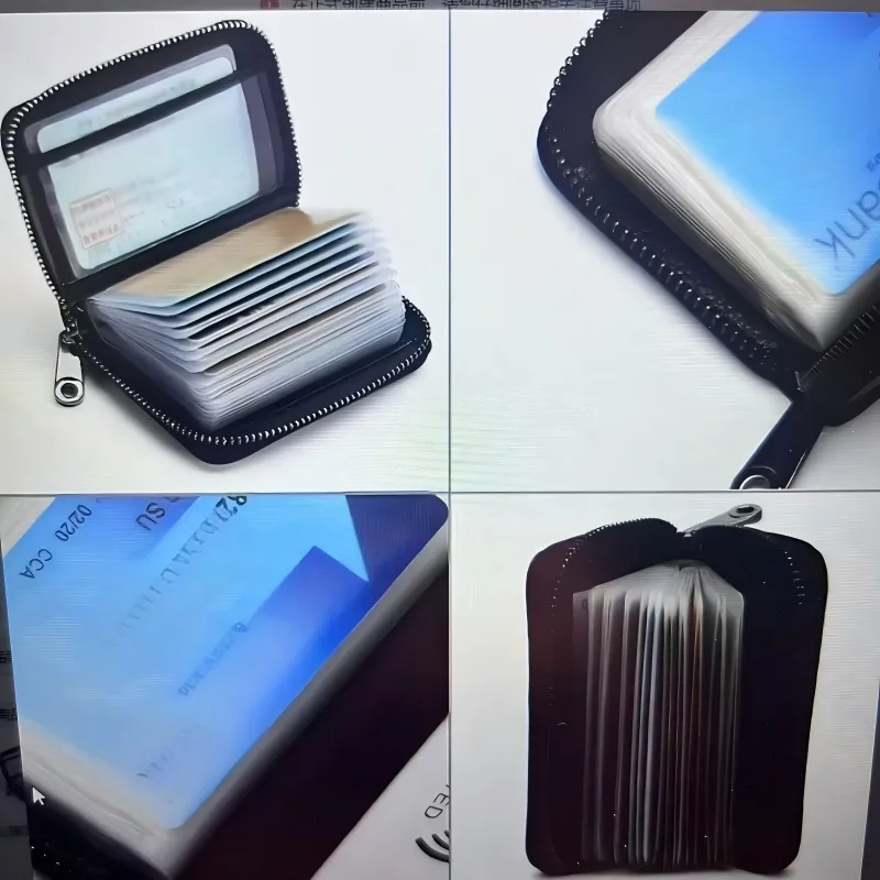 남성용 초슬림 RFID 도난방지 지퍼 지갑 다기능 명함 케이스 안전한 여행 서류 관리함