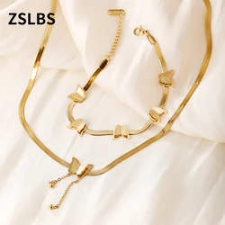 ZSLBS 1 set of Japanese and Korean exquisite fashion butterfly necklace bracelet set ornaments