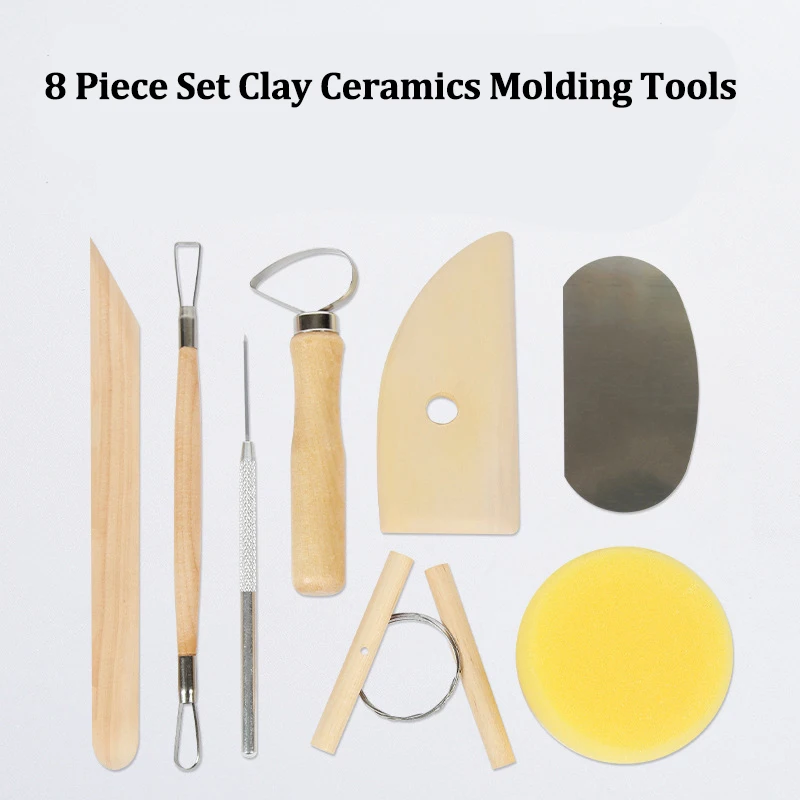 

8 Piece Set Clay Ceramics Molding Tools Wood Knife Pottery Tool Practical