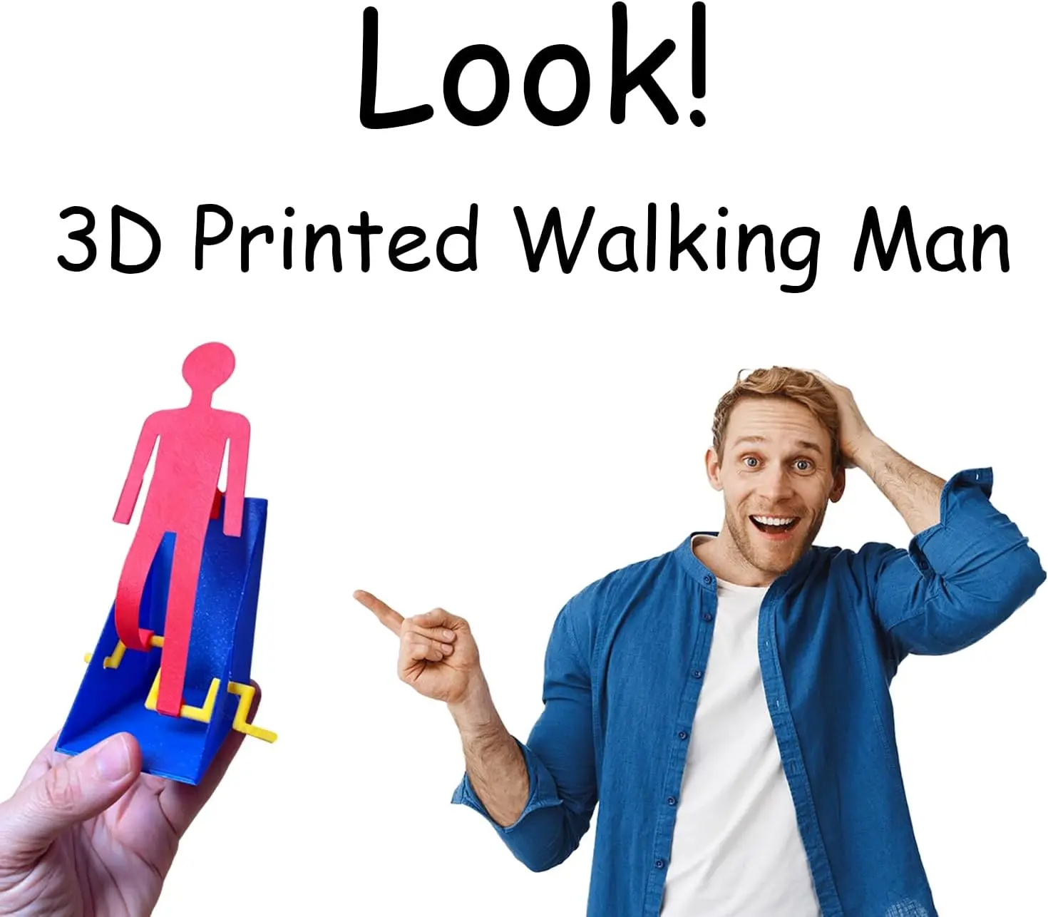 3D 프린팅 워킹맨 3D 프린팅 핸드 크랭크 워커 기계식 크랭크 피규어 데스크 장난감 스트레스 해소용 인터랙티브 피젯 토이