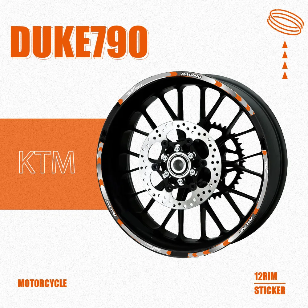 Motorcycle front and rear wheels Edge Outer Rim Sticker Reflective Stripe Wheel Decals For KTM DUKE 790 DUKE790 17inch