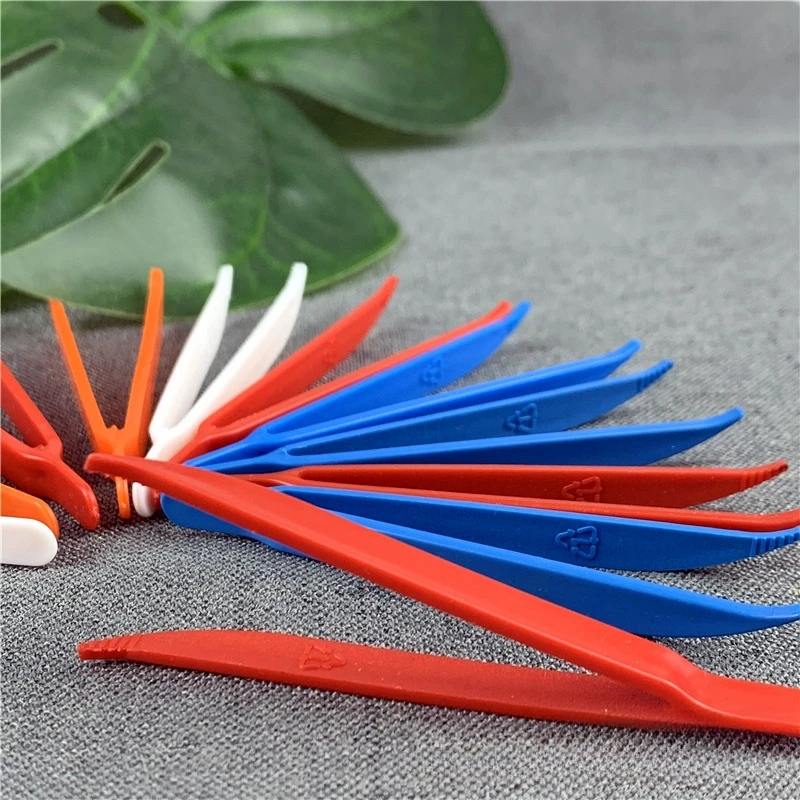 

Disposable Plastic Tweezers White Elbow Toy Tweezers Children's DIY Small Tweezers