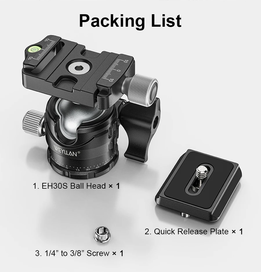 EH30S Tripod Head Universal Ball Head ow Gravity Center 360 Panoramic Video Ball
