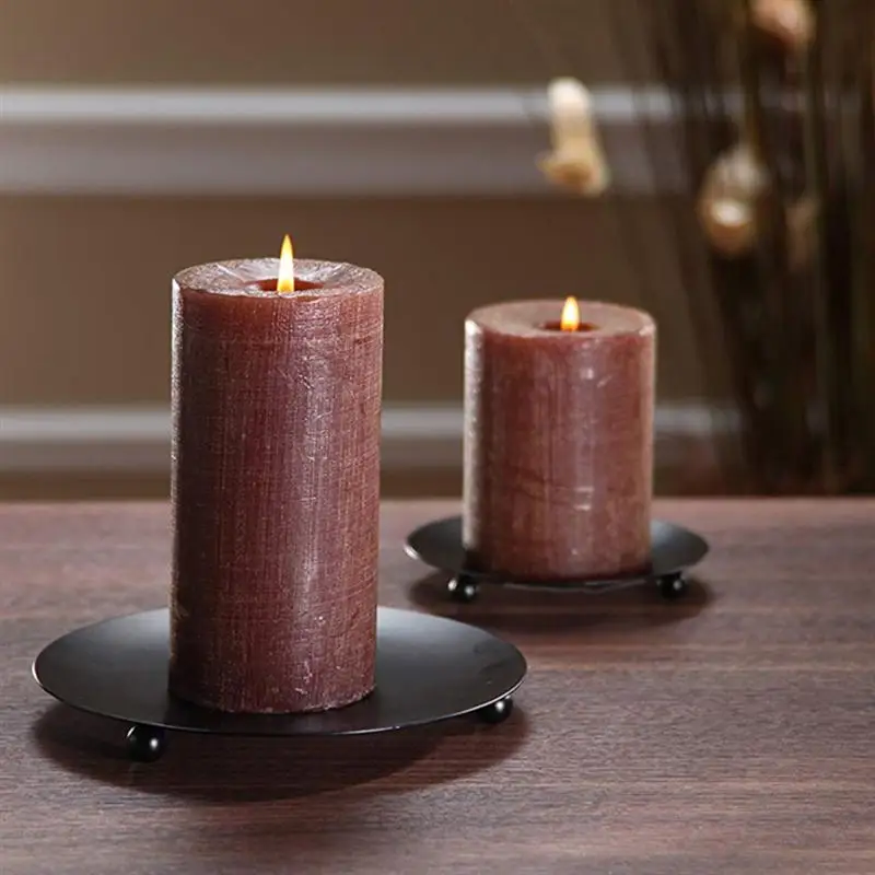 Plaque De Chandelier, 4 Pcs Plaque De Bougie Noir Vintage En Fer Pour Décoration Mariage Dîner Aux Chandelles Priez Cônes D'Encens