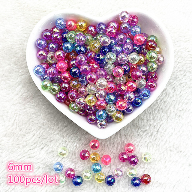 6mm--10mm Color Mixing Round Charms Acrylic Beads Loose Spacer Beads for Jewelry Makeing DIY Handmade Bracelet Accessories