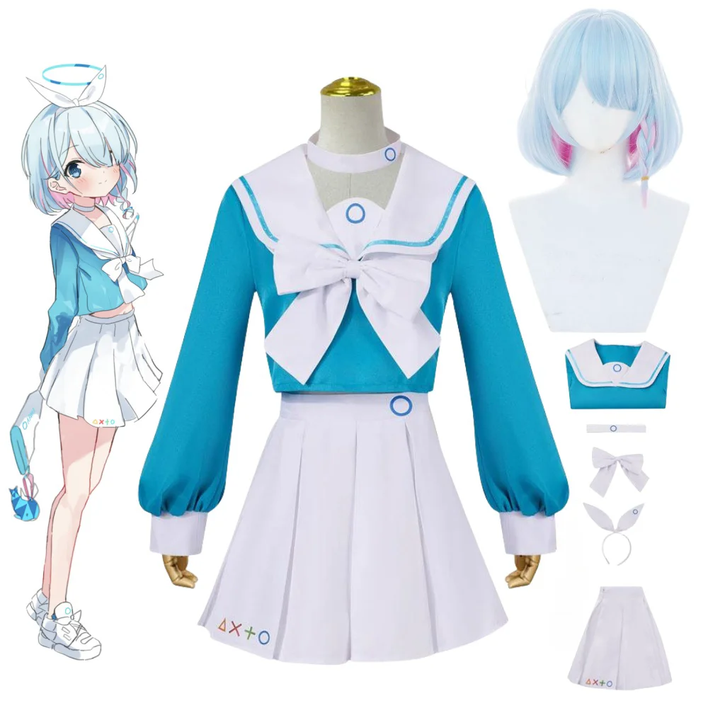 

Game Blue Archive Cosplay Arona Costume Women Uniform Outfit Wig Halloween Costumes