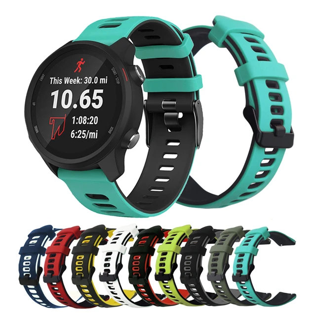 Double Color Silicone Watch Band For Garmin 245 Bracelet Wrist Strap For  Forerunner 245M / 645 / Vivoactive