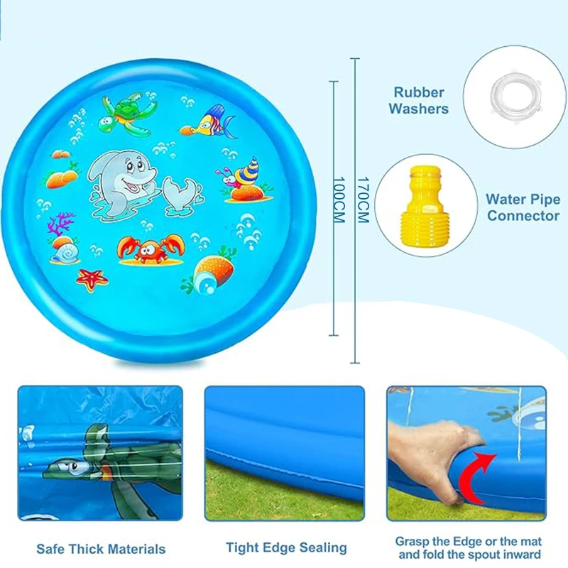 Hot New Children Play Spray Mat 100/170 cm Summer Cool Inflatable Spray Mat Play Cooling Mat Swimming Pool Outdoor Game Toys 3
