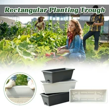 

Flower Box Planter Reusable Washable Rectangular Solid Groove Plant Pot Planting Pot For Vegetables Flowers Garden Accessories