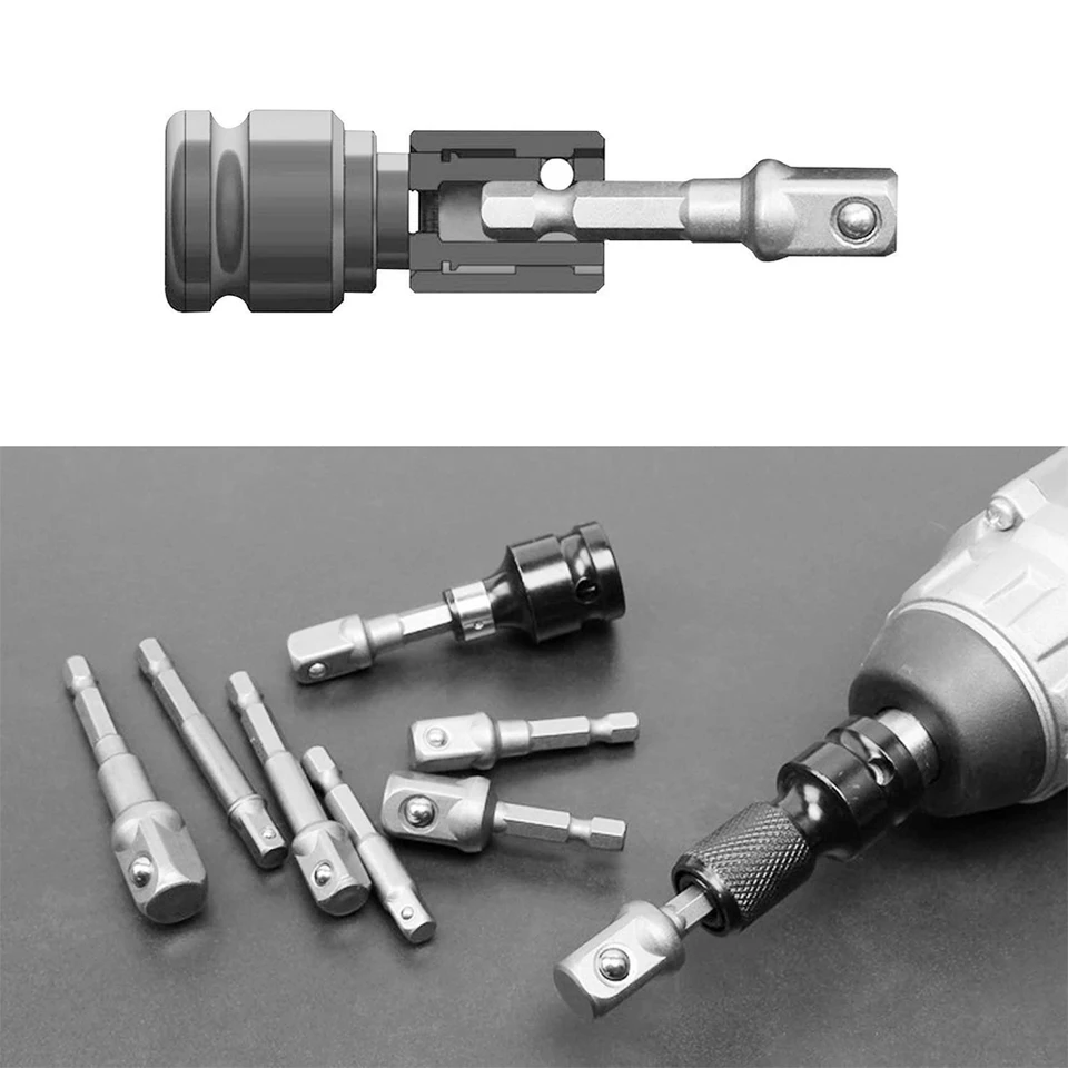 3-Piece Impact Grade Socket Adapter Set - 1/4", 3/8", 1/2" Hex Shank Turns Drill Into Nut Driver - View #6