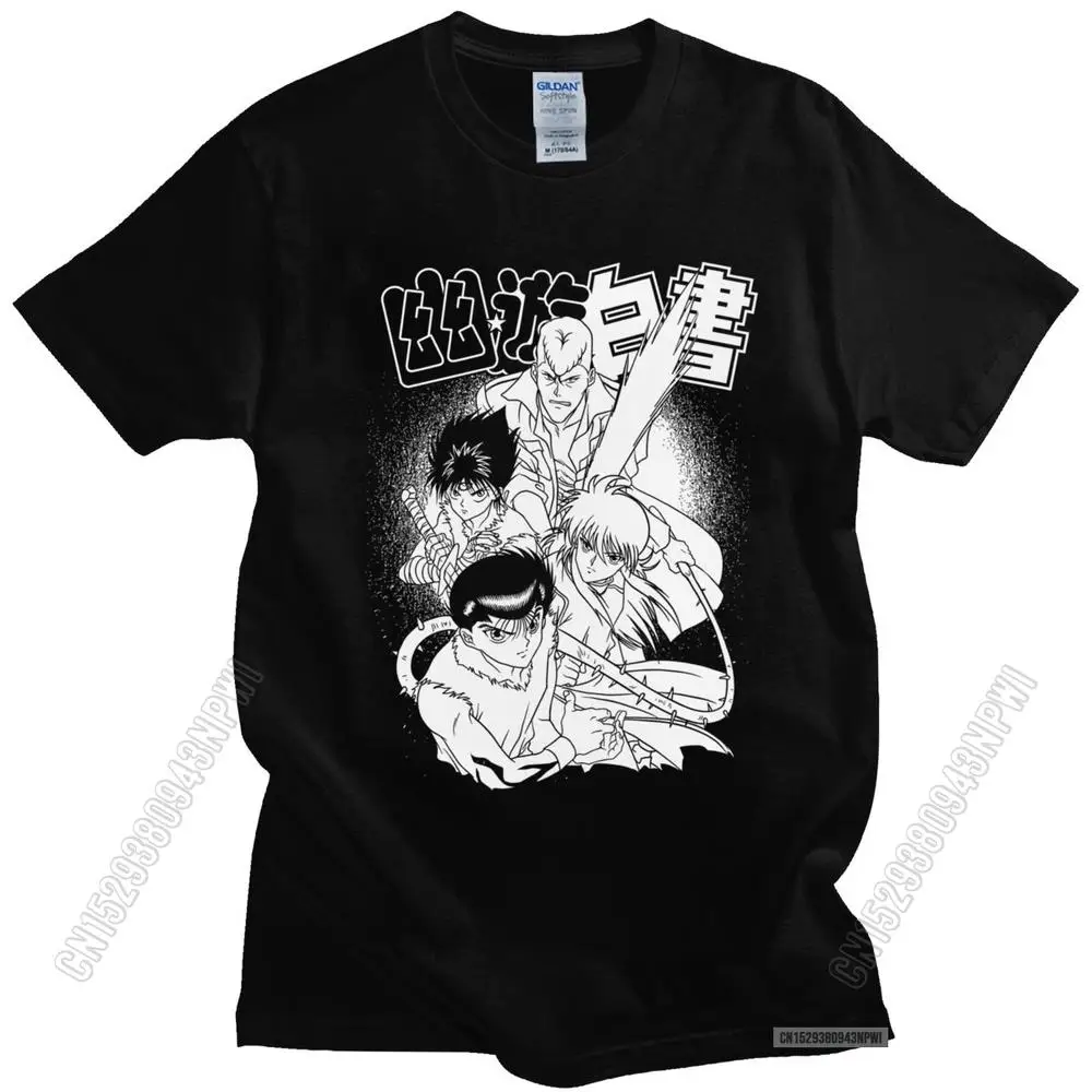 

Classic Yu Yu Hakusho T-Shirt Men 100% Cotton Yusuke Urameshi Shirt Kazuma Kuwabara Tee Kurama Hiei Tops Manga Tshirt Gift Idea