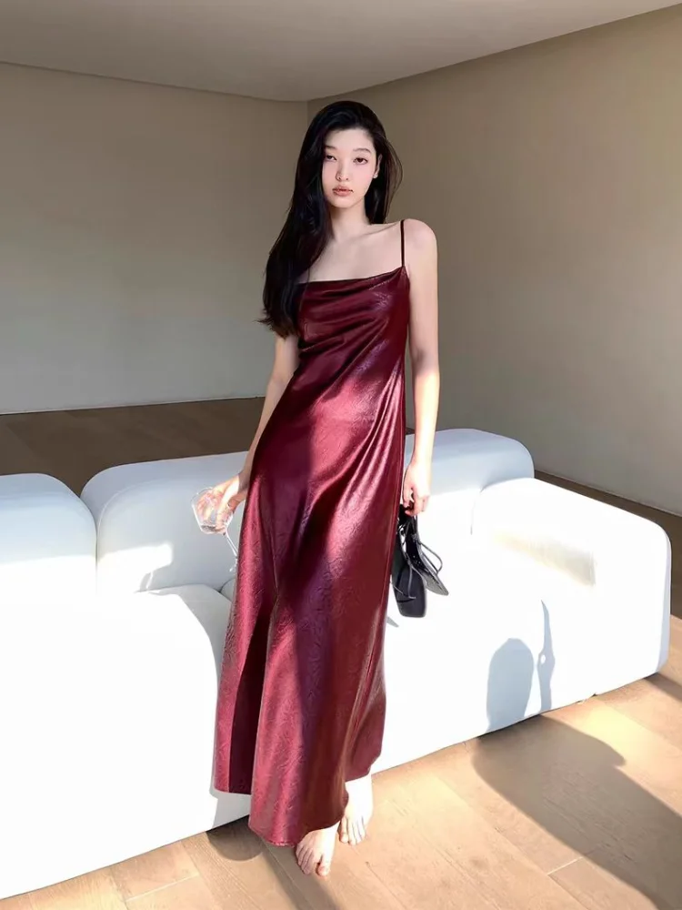 

Chic Jacquard Solid Straps Dress Summer New Elegant Birthday Evening Party Golden Dresses Women France Vintage Vestidos Clothes