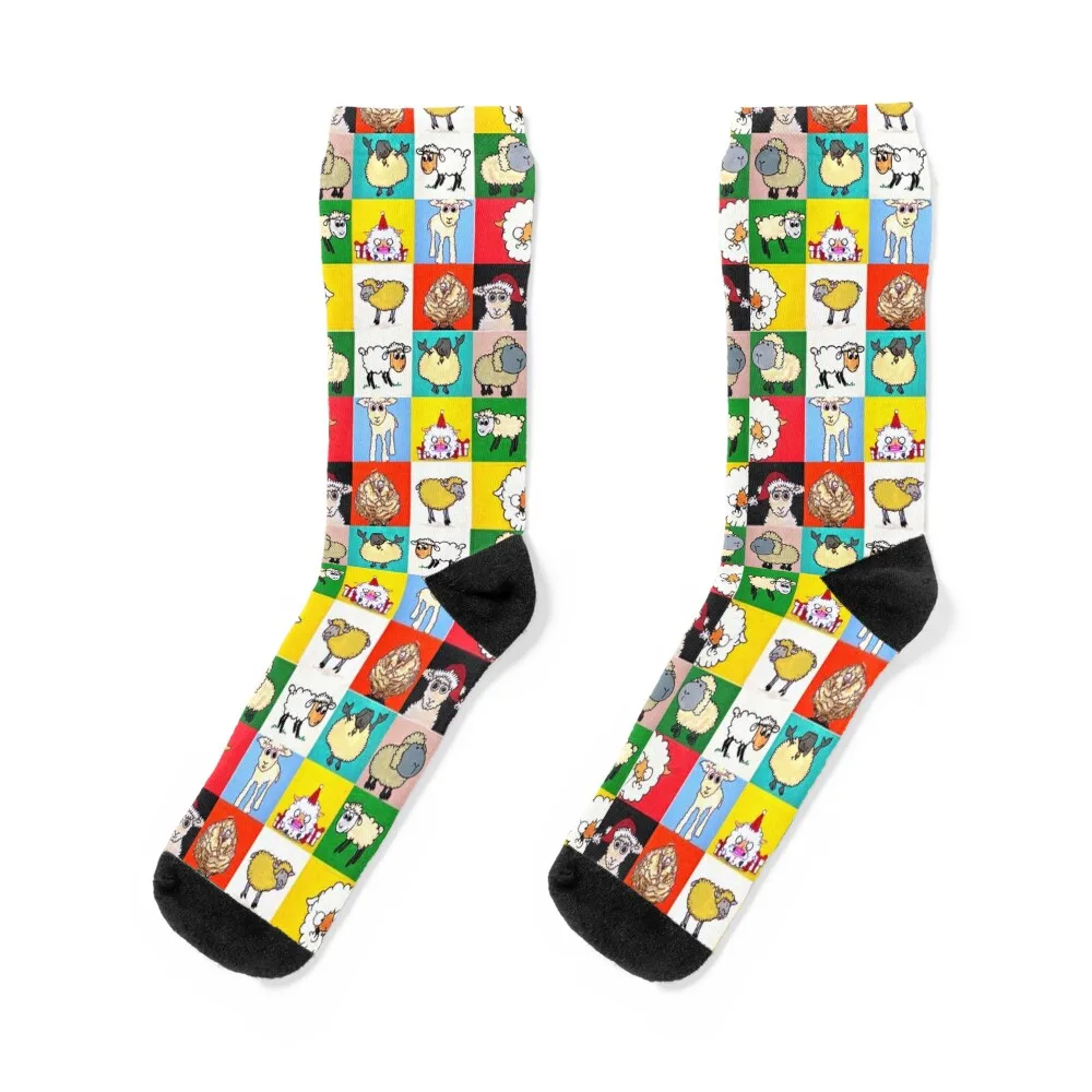 

Sheep Collage Socks Lots Men's halloween golf Man Socks Women's