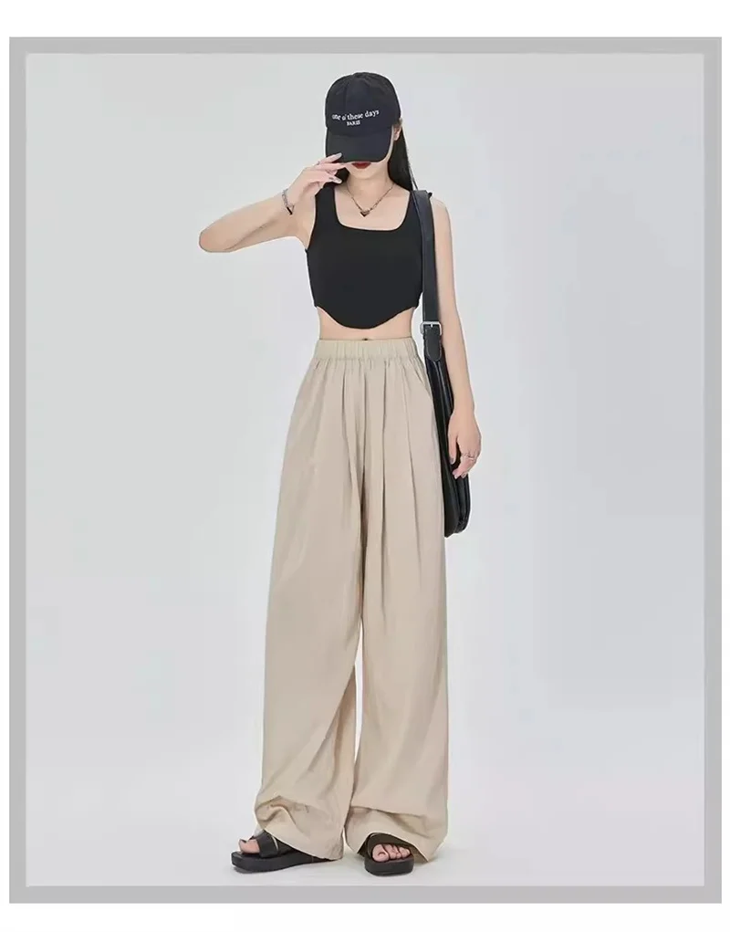 Wide Legged Women's High Waisted Drape Casual Slimming Lazy Style 2024 Spring Autumn Cotton and Linen Pants Straight Leg Pants