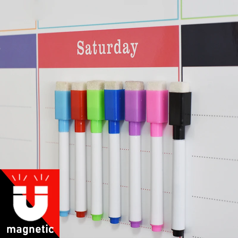 8Pcs/lot Colorful Black School Classroom Supplies Magnetic Whiteboard Pen Markers Dry Eraser Pages Children Drawing marker pens