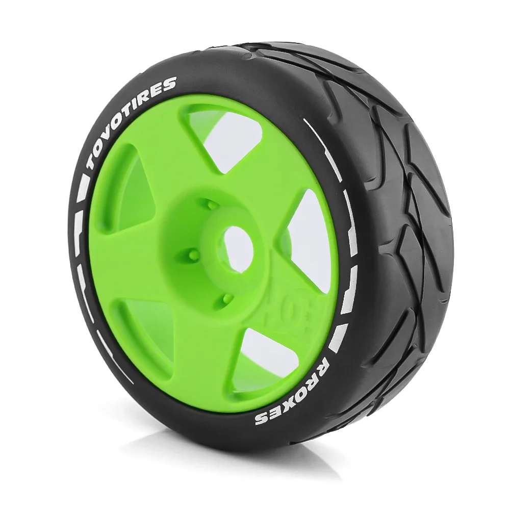 Ensemble de jantes et pneus pour crawler RC 1/10, empilés avec l'hexagone 12mm visible